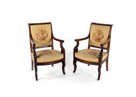 
Pair of Jeanselme stamped armchairs