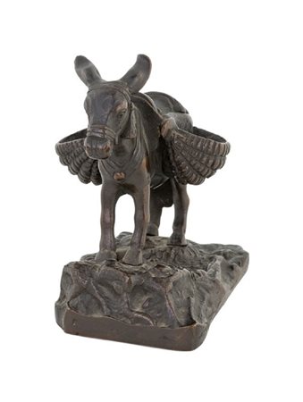 
Small brunished bronze donkey sculpture from the end of 19th century
