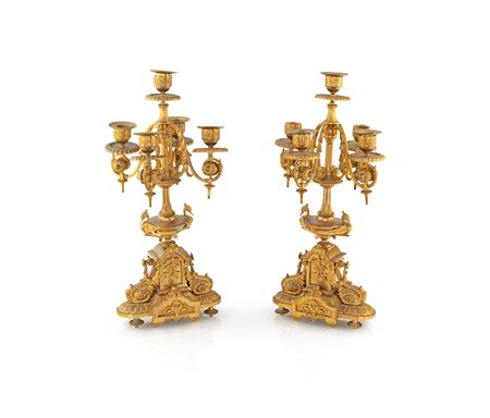 
Pair of gilded bronze chandeliers from the end of 19th century