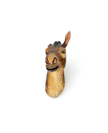 
Polycrome terracotta donkey head