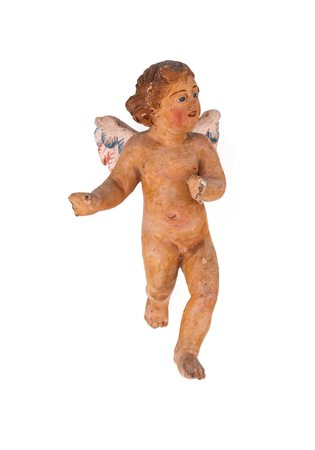 
Polycrome terracotta cherub