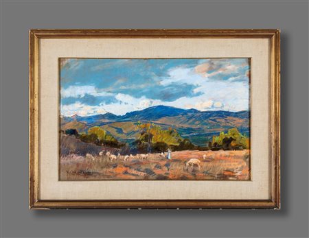 Umberto Coromaldi
(Roma 1870-Roma 1948)

Landscape with sheperdless and herds