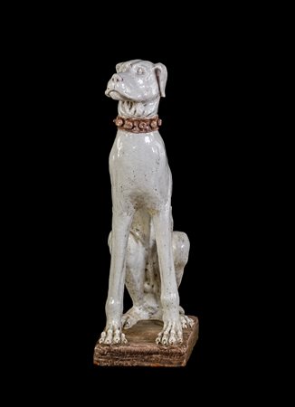 
 

Big glazed terracotta sculpture of a dog