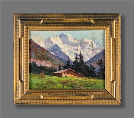Cesare Bentivoglio
(Genova 1868-Genova 1952)

Mountain landscape with cottage