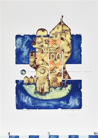 Matko Trebotic IL CASTELLO DEI SOGNI. 1972 Litografia a colori. mm 633x500....