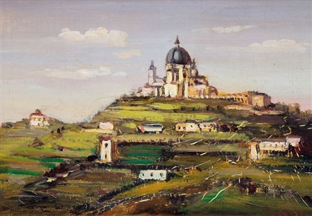 GAZZERA ROMANO Ciriè (TO) 1908 - 1985 "Superga" 1951 24x33 olio su cartone...