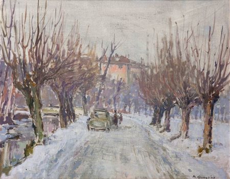 QUAGLINO MASSIMO Refrancore (AT) 1899 - 1982 Torino "Paesaggio innevato"...