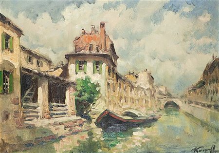 KARPOFF IVAN R 1898 - 1970 I "Venezia" 50x70 olio su tela Opera firmata in...