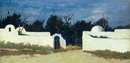 LISA MARIO Torino 1908 - 1992 "La Marsa - Tunisi" 1963 17,5x36 olio su...