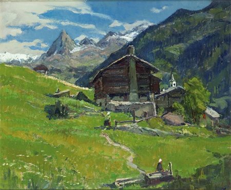 MUSSO CARLO Balangero (TO) 1907 - 1968 "Val D'Ajas- Antagnod" 50x60 olio su...