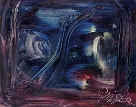 CHICCO RICCARDO Torino 1910 - 1973 "Notturno in Sardegna" 1961 40x50 olio su...