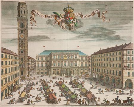 THEATRUM SABAUDIAE "Piazza delle Erbe, Torino" 48x60 incisione a colori