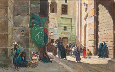 ROSSI ALBERTO Torino 1858 - 1936 "La porta miracolosa" 28x42 olio su...