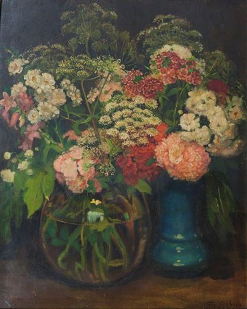 SOBRILE GIUSEPPE Torino 1879 - 1956 Forno Alpi Graie (TO) "Fiori" 73x59 olio...