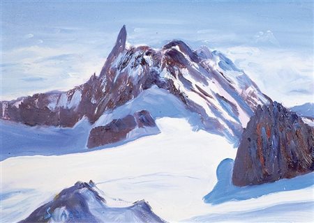 SOLAZZO MARIO Novoli 1944 "Il Dente del Gigante - Monte Bianco" 50x70 olio su...