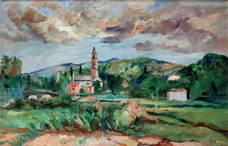 PAULUCCI ENRICO Genova 1901 - 1999 Torino "Paesaggio"1930-1940 circa 65x100...