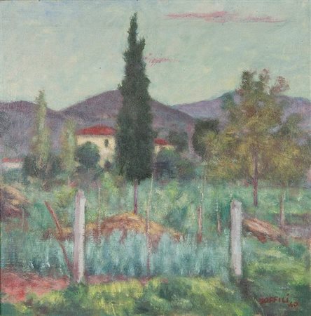 SOFFICI ARDENGO Rignano sull'Arno (FI) 1879 - 1964 "Paese" 1940 70x70 olio su...