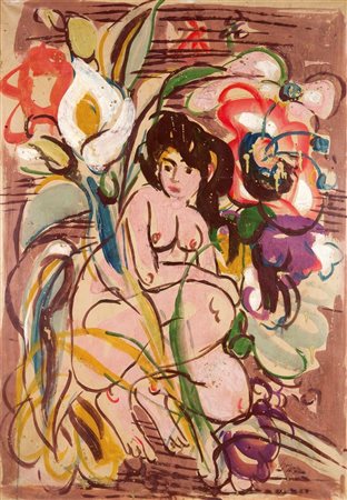 SPAZZAPAN LUIGI Gradisca d'Isonzo (GO) 1889 - 1958 Torino "Nudo tra i fiori"...