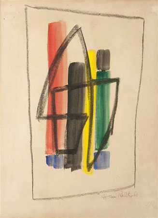 RICHTER HANS D 1888 - 1975 CH "Composizione" 1966 47,5x36 tempera su carta...