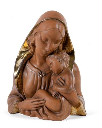 CERAMICHE ZACCAGNINI Madonna col Bambino. Terraglia modellata a colaggio e...