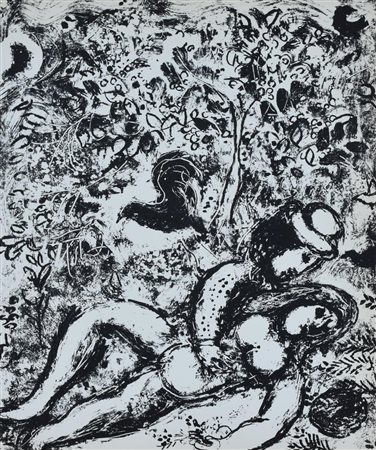 Marc Chagall LE COUPLE A L'ARBRE litografia, cm 24x31,8, es. senza tiratura...