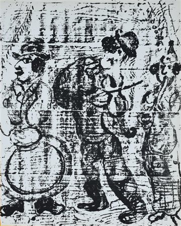 Marc Chagall LES MUSICIENS VAGABONDS litografia, cm 31,8x24, es. senza...