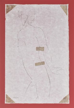 Amedeo Modigliani NUDO VIRILE, 1915/16 serigrafia su carta di riso, cm...