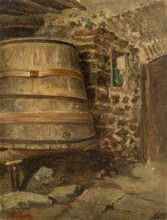 Luigi Bechi "La tinozza" 
olio su tela (cm 23x17)
Firmato in basso a sinistra
Al