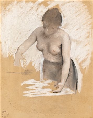Luigi Chialiva Studio per "La stiratrice" 
tecnica mista su cartoncino (cm 37,5x