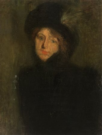 Ambrogio Antonio Alciati (Attribuito)

"Donna con cappello" 
olio su tela applic