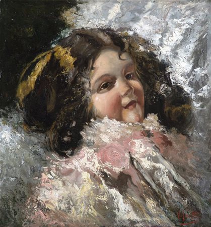 Vincenzo Irolli "La bimba" 
olio su tela (cm 49x46)
Firmato in basso a destra
In