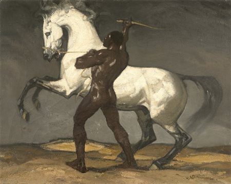 Henri Deluermoz "Bianco e nero" 
olio su tela (cm 73x92)
Firmaro in basso a dest