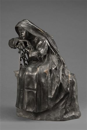 Pietro Canonica "Dopo il voto" 
scultura in bronzo (h cm 34) 
Firmata sul retro