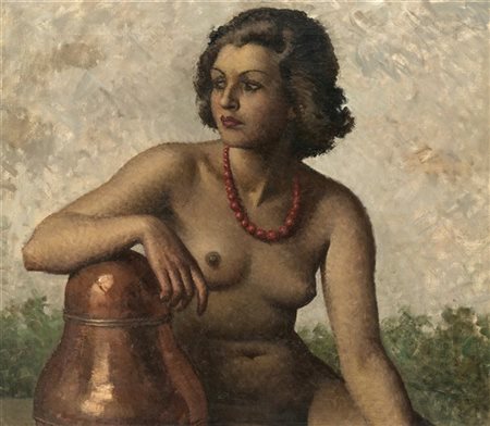 Noel Quintavalle (Attribuito)

"Creola - Nudo di donna" 
olio su tela (cm 70x80)