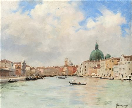 Italico Brass "Venezia, Canal Grande" 
olio su tela (cm 37x45)
Firmato in basso