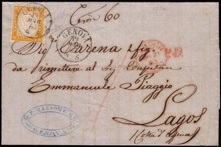 SARDEGNA/REGNO D'ITALIA 1863 (19 mar.)
Lettera senza testo, da Genova, via Lond