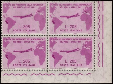 REPUBBLICA 1961
205 lire "Gronchi rosa", quartina angolo di foglio

Provenienza