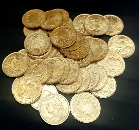 SVIZZERA 
Lotto formato da 40 "20 franchi" in oro anno 1935.