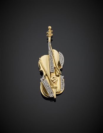 ARMAN
Broche in oro giallo a guisa di violino scomposto rifinita con diamanti p