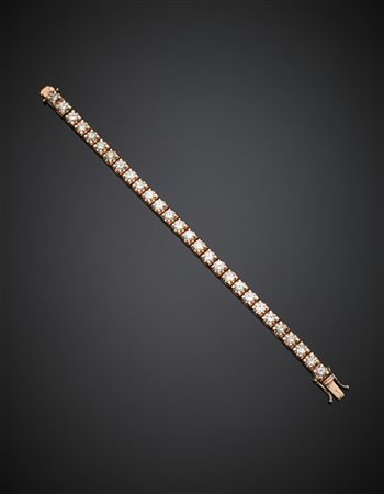 Bracciale tennis in oro rosa con diamanti rotondi per complessivi ct. 8,30 circ