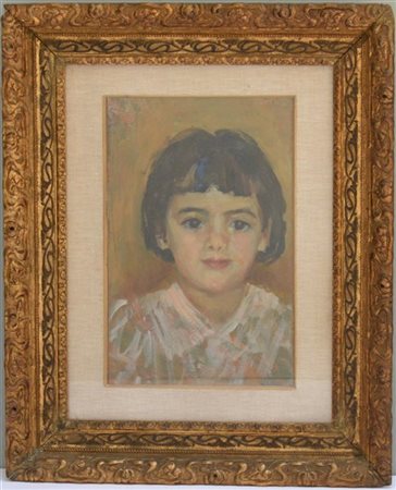 Aristide Vincenzi "Ritratto di bambina" olio su cartoncino (cm 33x22) Firmato in