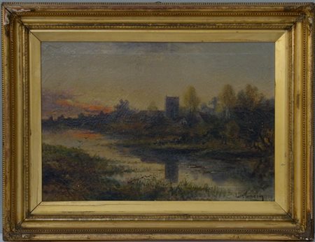 Alexander Jamieson "Paesaggio", olio su tela (cm 45x65), firmato in basso a dest