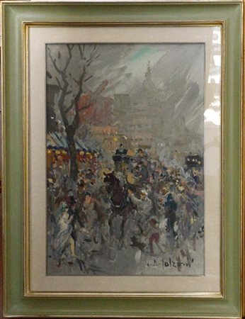 Giulio Falzoni "Parigi, Moulin Rouge" olio su tela (cm 72x54) Firmato in basso a