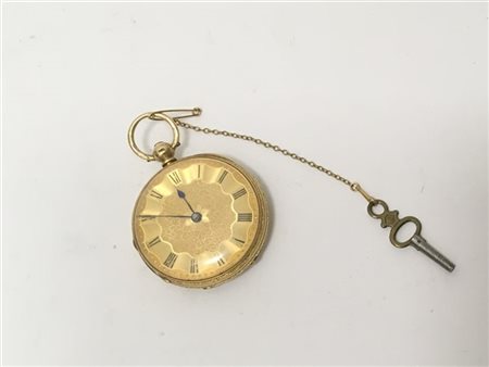 D. MUNSEY CAMBRIDGE. Orologio da tasca da uomo in oro 18K con cassa cesellata.