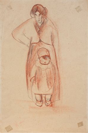 Lorenzo Viani Viareggio (Lu) 1882 - Ostia (Roma) 1936 Madre con bambino,...