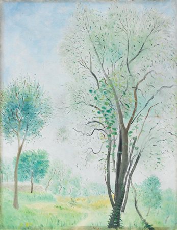 Umberto Lilloni Milano 1898 - 1980 Paesaggio ligure Olio su tela, cm. 64x49...