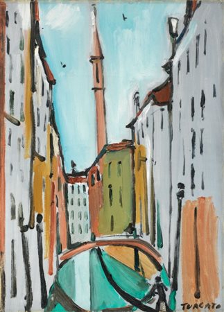 Giulio Turcato Mantova 1912 - Roma 1995 Venezia Olio su tela, cm. 70,2x50,3...