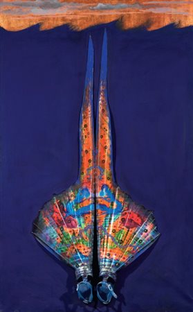Silvio Merlino Napoli 1952 Pinne, 1993 Pittura e assemblaggio su tela, cm....