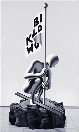 Mark Kostabi Los Angeles 1960 The Conquest, 2003 Olio su tela, cm. 200x120...