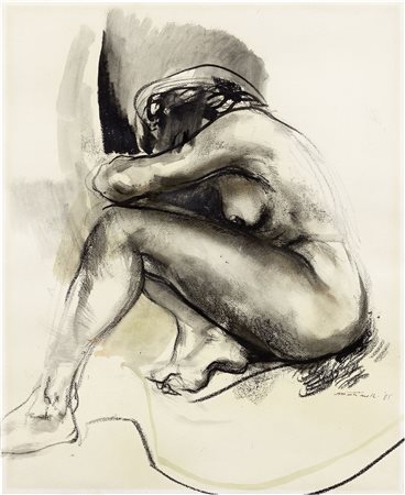 Andrea Martinelli Prato 1965 Nudo, 1985 Tecnica mista su carta, cm. 47,6x37,8...